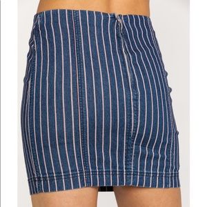 Dark Wash PinStriped Denim Mini Tight Skirt